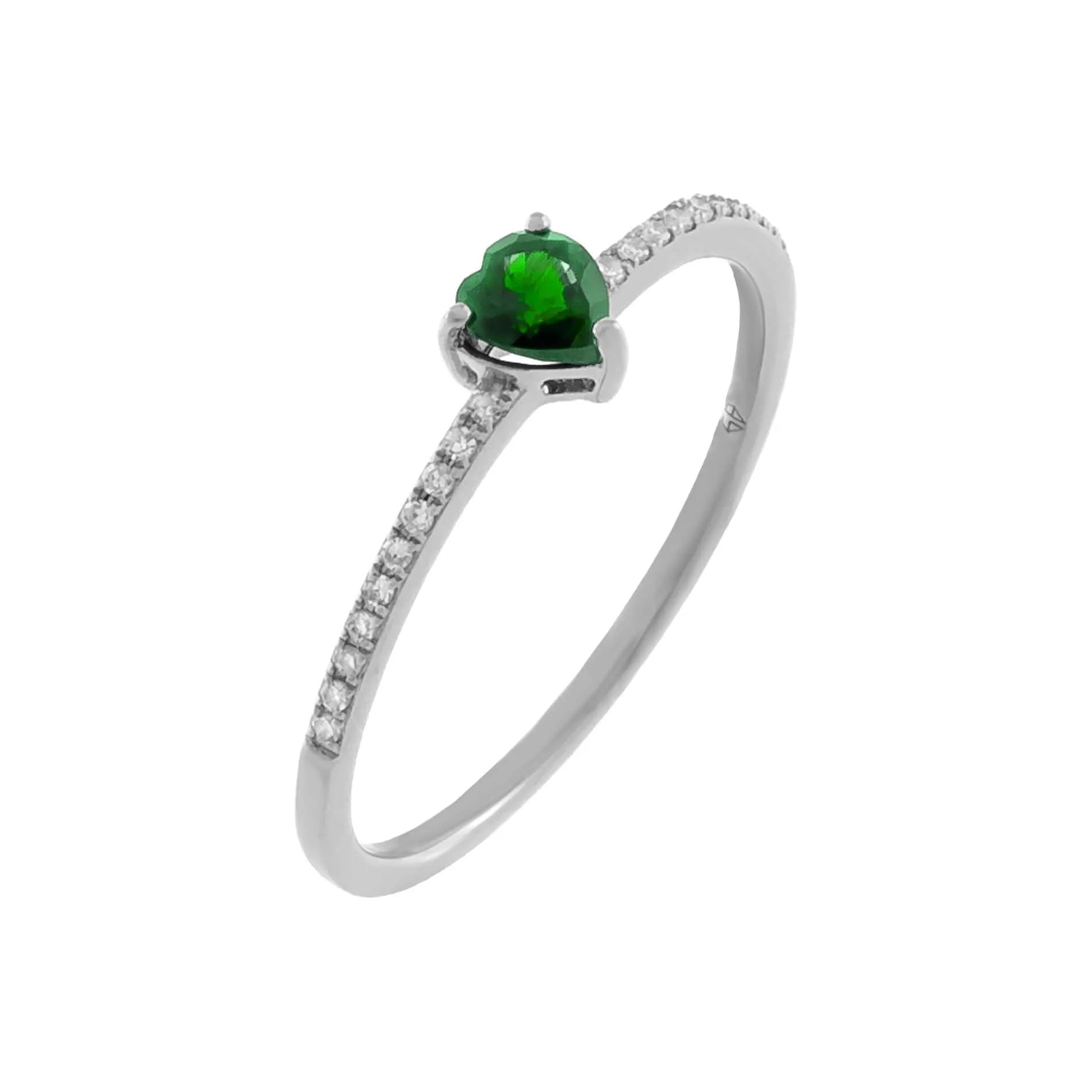 Diamond Pavé x Emerald Heart Ring 14K sold by Adina Eden's