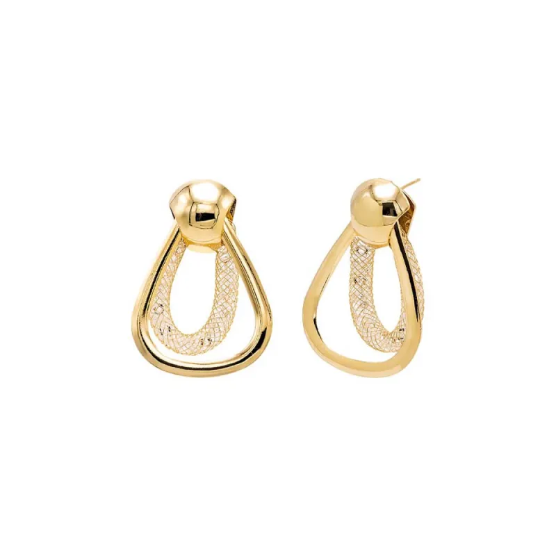 Solid & Mesh Open Drop Stud Earring sold by Adina Eden's