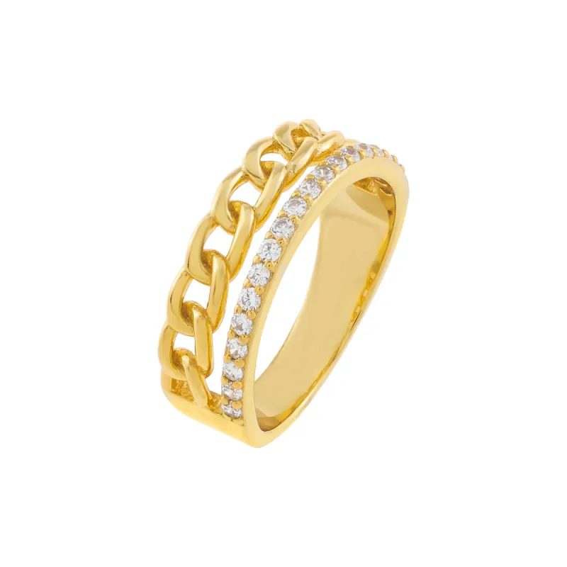 Link x Pavé Double Row Ring sold by Adina Eden's
