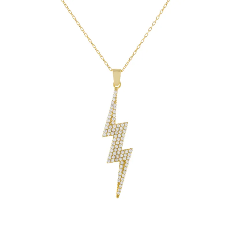 Pavé Large Lightning Bolt Necklace sold by Adina Eden's