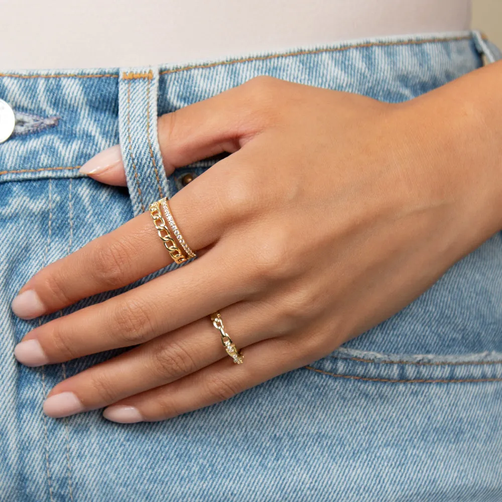Link x Pavé Double Row Ring sold by Adina Eden's product image thumbnail 2