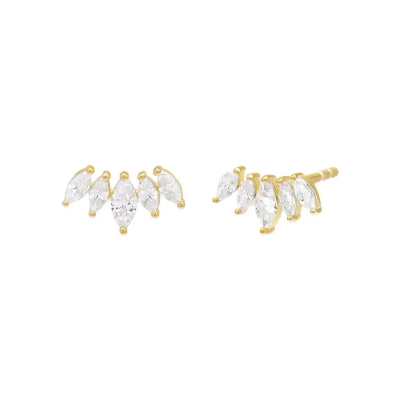 Marquise Curved Bar Threaded Stud Earring sold by Adina Eden's