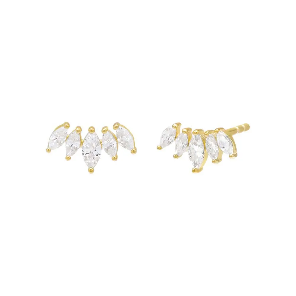 Marquise Curved Bar Threaded Stud Earring sold by Adina Eden's