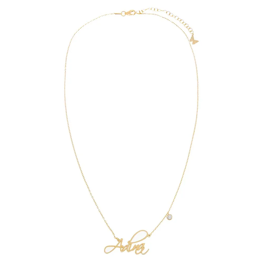 Solid Script Name X CZ Bezel Necklace sold by Adina Eden's product image thumbnail 3