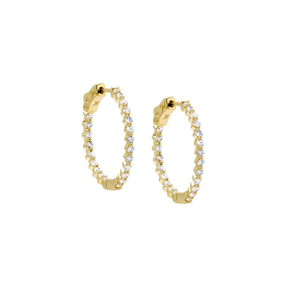 Thin CZ Round Hoop Earring sold by Adina Eden's