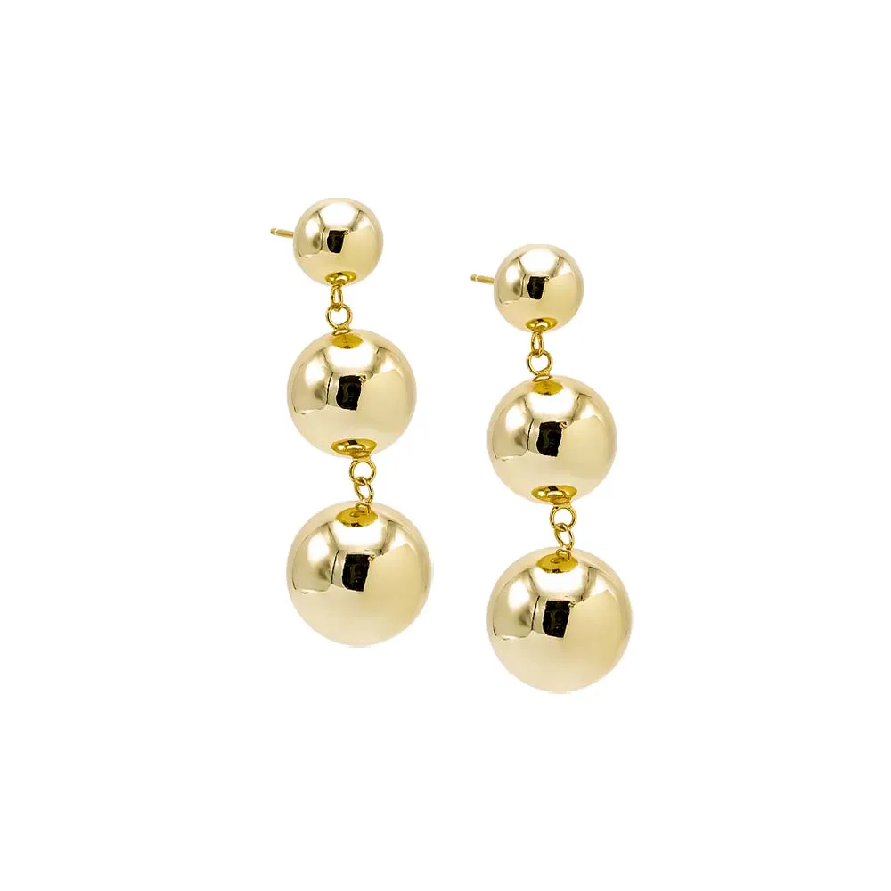 Triple Graduated Ball Drop Stud Earring sold by Adina Eden's