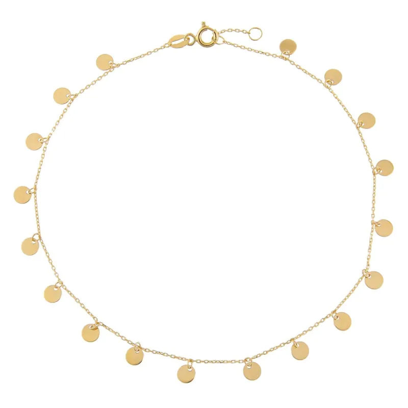 Solid Multi Disc Dangle Anklet 14K sold by Adina Eden's