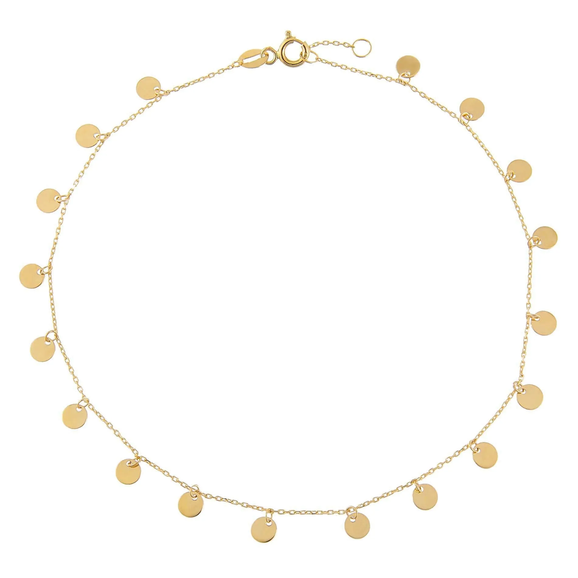 Solid Multi Disc Dangle Anklet 14K sold by Adina Eden's