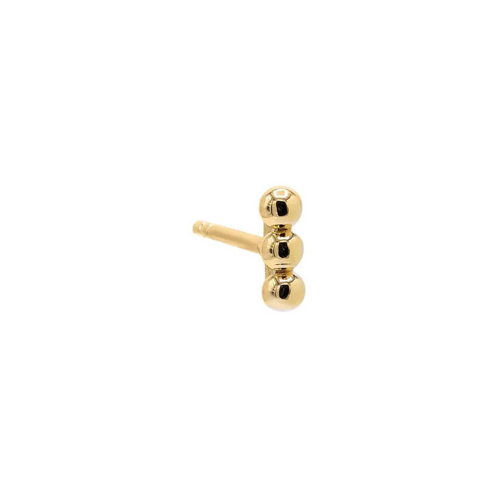 Petite Triple Bead Stud Earring 14K sold by Adina Eden's product image thumbnail 3