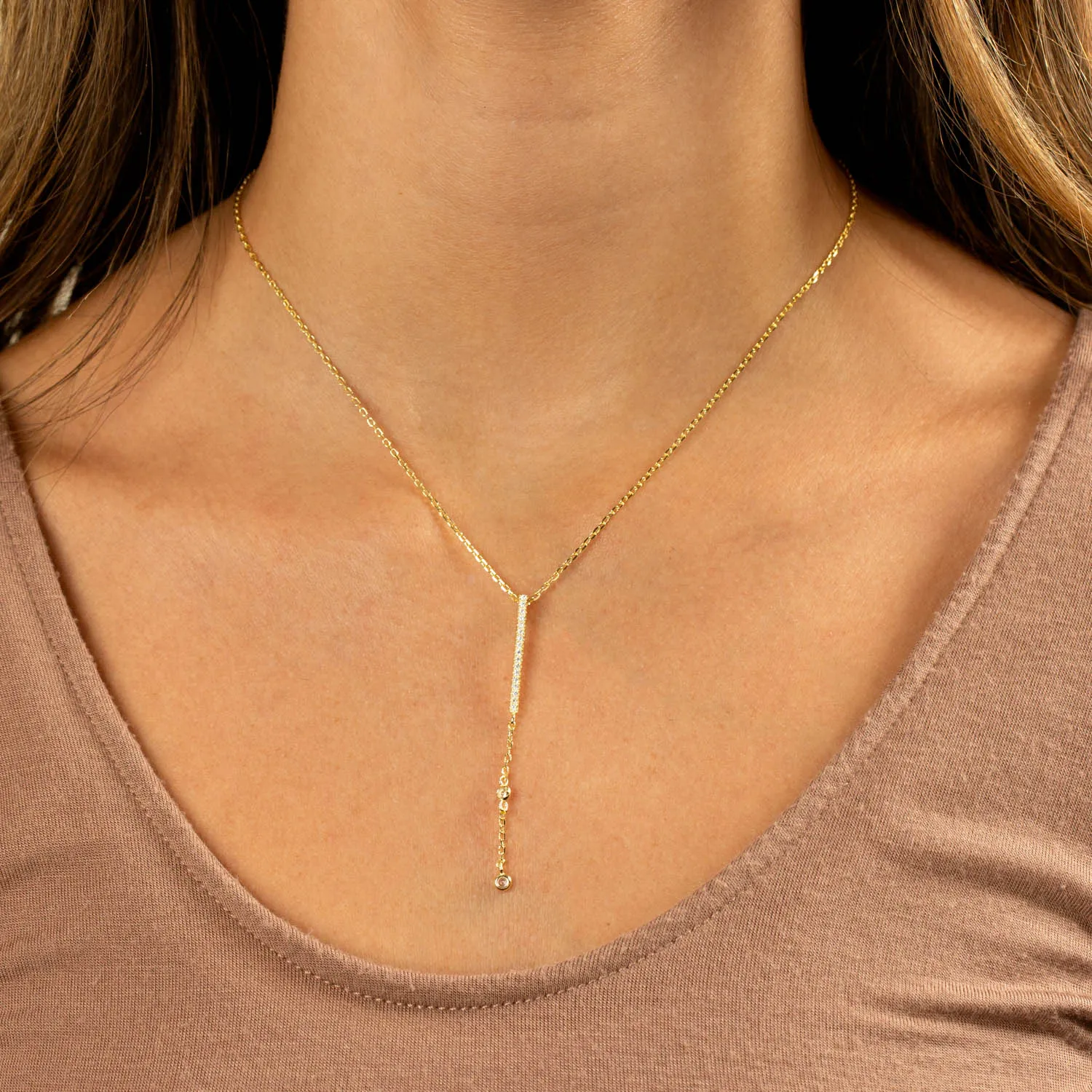 Pavé Bar Drop Lariat Necklace sold by Adina Eden's product image thumbnail 2