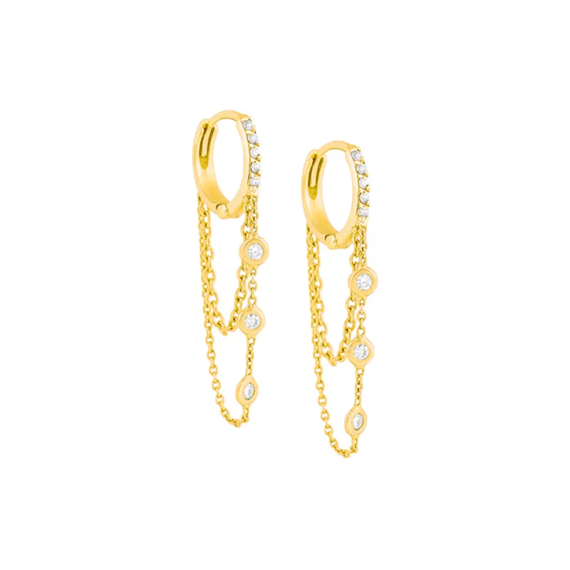 Pavé Bezel Chain Huggie Earring sold by Adina Eden's