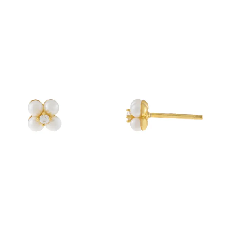 Pearl Flower Stud Earring sold by Adina Eden's