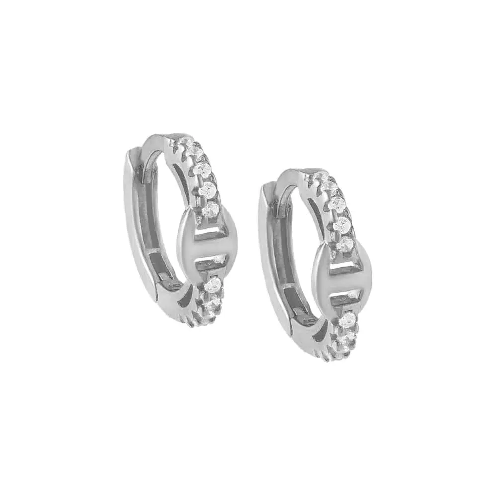 Pavé x Mariner Link Huggie Earring sold by Adina Eden's product image thumbnail 5