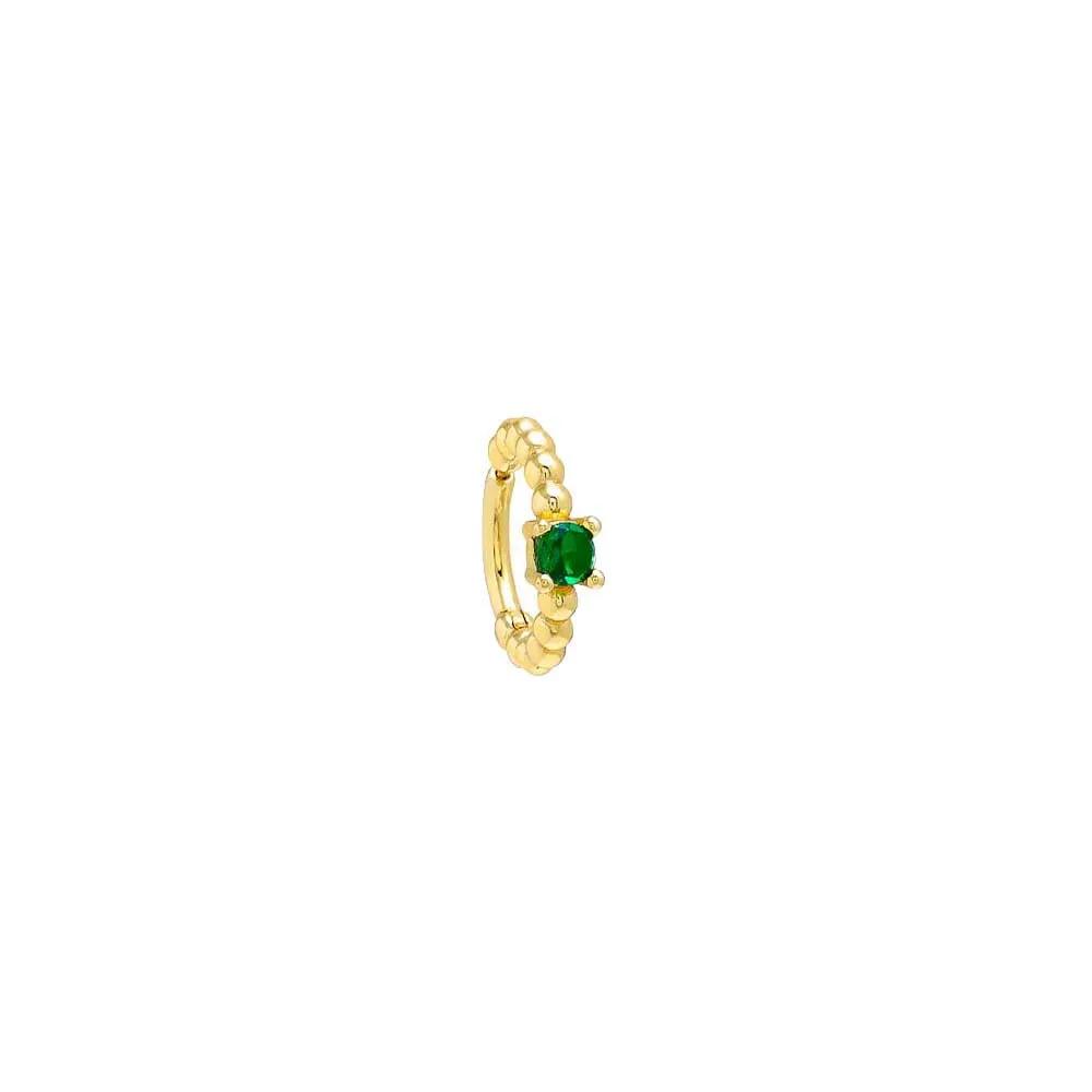 Colored Beaded Solitaire CZ Huggie Earring sold by Adina Eden's product image thumbnail 2