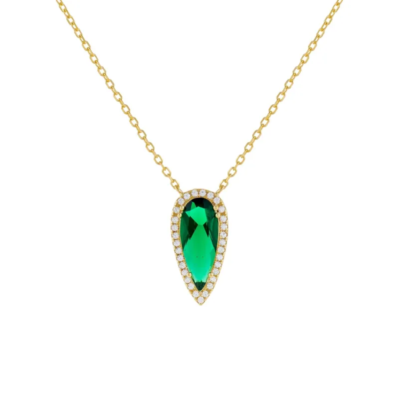CZ Emerald Teardrop Necklace sold by Adina Eden's