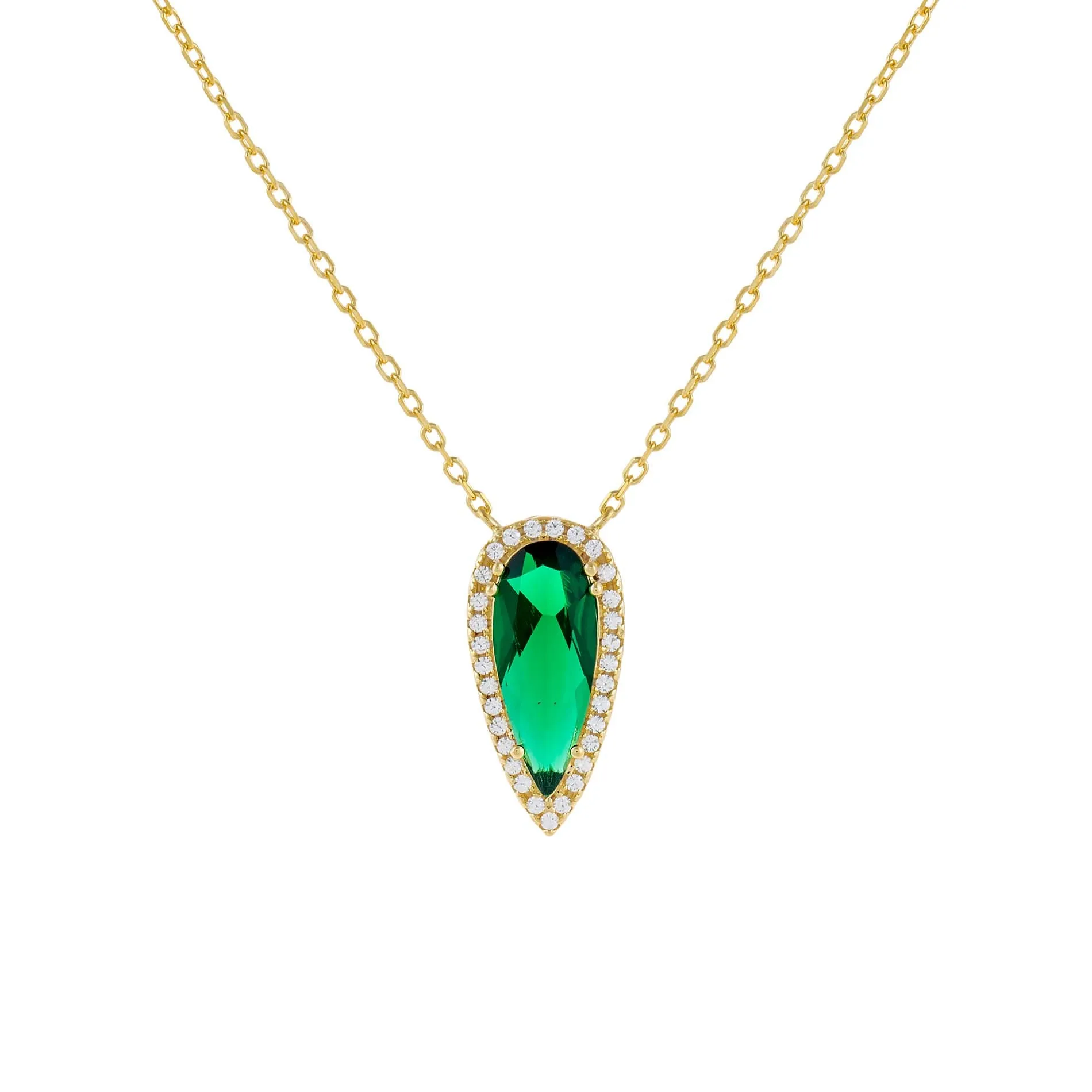 CZ Emerald Teardrop Necklace sold by Adina Eden's