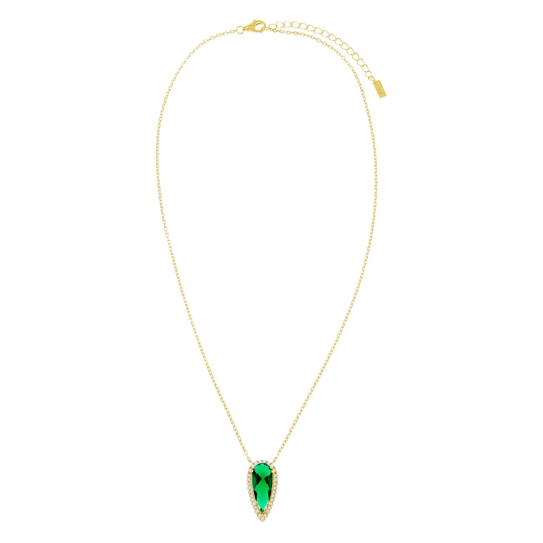 CZ Emerald Teardrop Necklace sold by Adina Eden's product image thumbnail 3