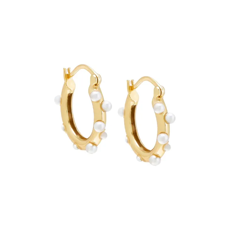 Thin Scattered Pearl Hoop Earring sold by Adina Eden's