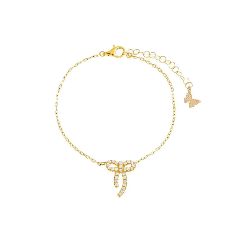 Petite Pave Bow Tie Pendant Bracelet sold by Adina Eden's