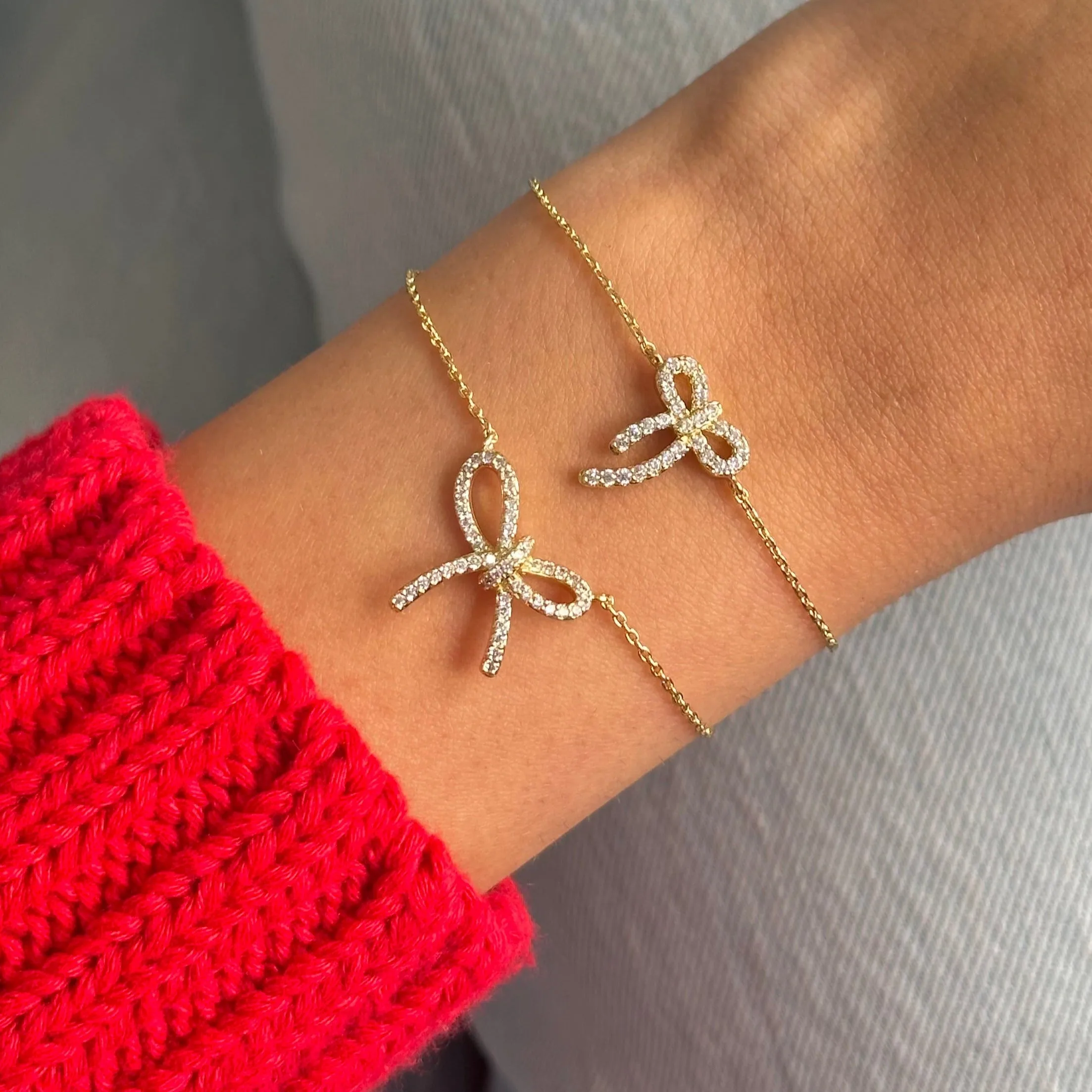 Petite Pave Bow Tie Pendant Bracelet sold by Adina Eden's product image thumbnail 3