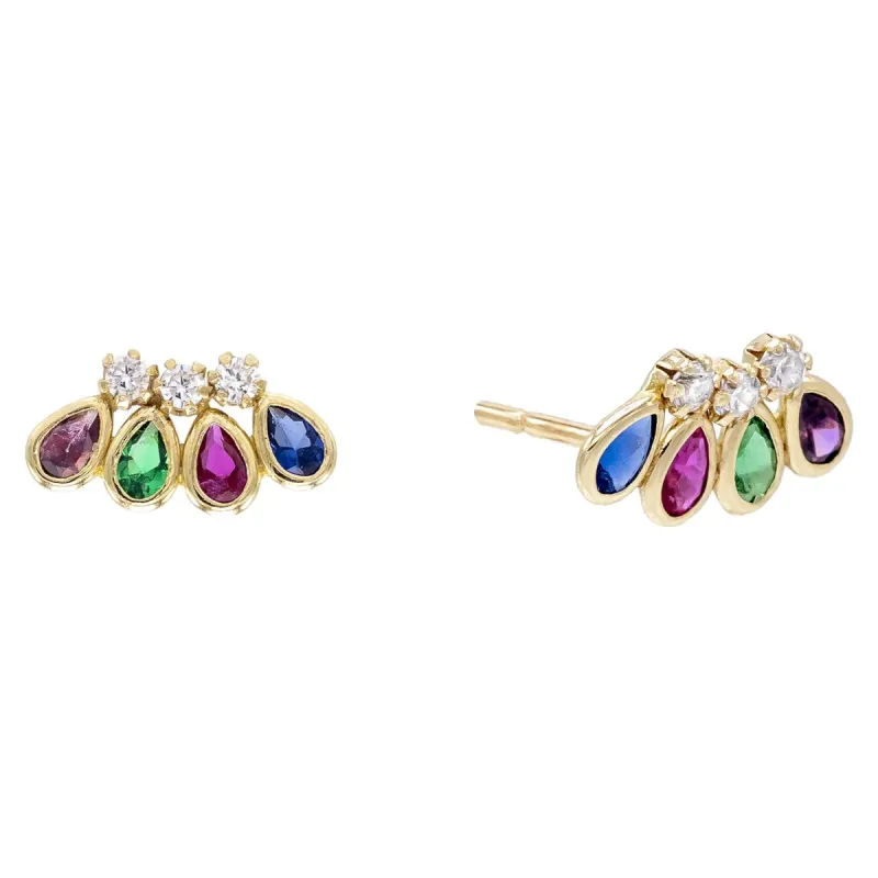 Multi Teardrop Stud Earring 14K sold by Adina Eden's