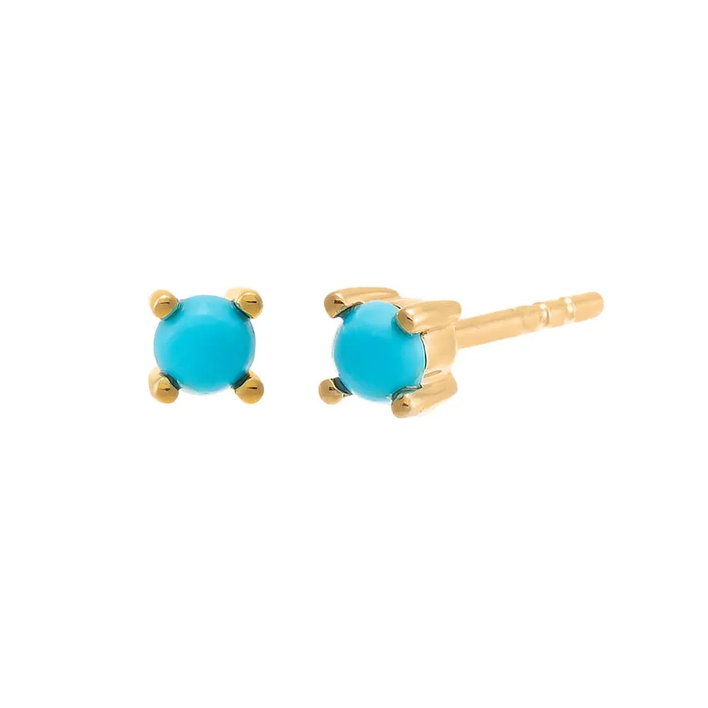 Mini Turquoise Four Prong Stud Earring 14K sold by Adina Eden's