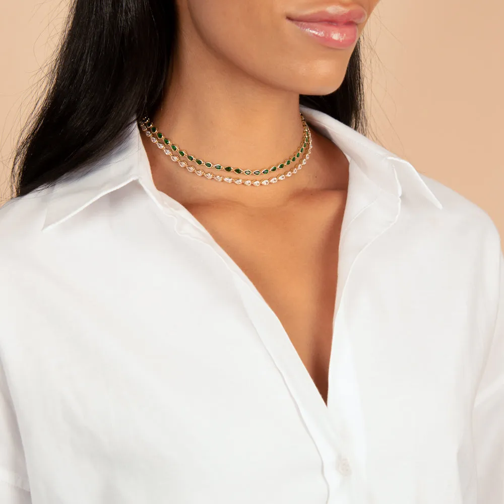 Colored Teardrop Bezel Tennis Necklace sold by Adina Eden's product image thumbnail 2