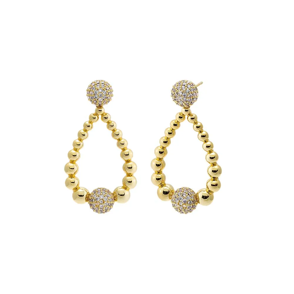 Pave Graduated Beaded Drop Stud Earring sold by Adina Eden's