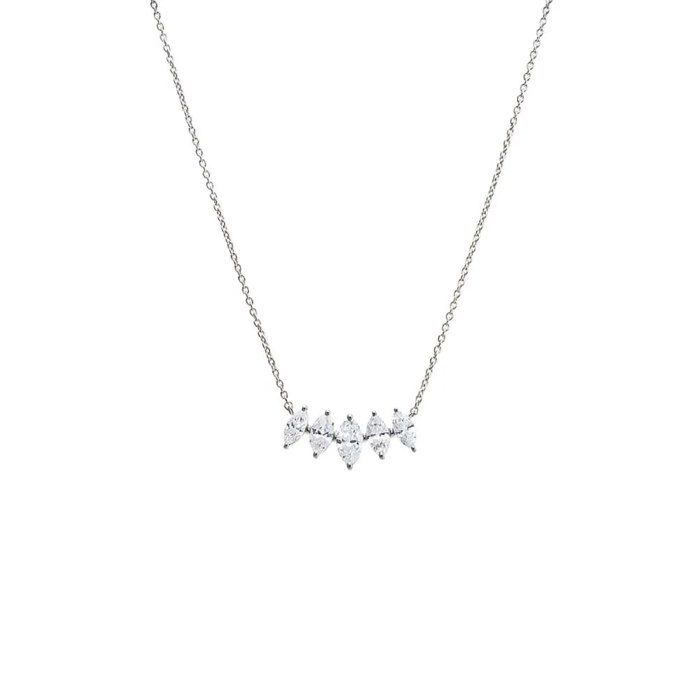 Lab Grown Diamond Marquise Cut Curved Bar Necklace 14K sold by Adina Eden's product image thumbnail 4