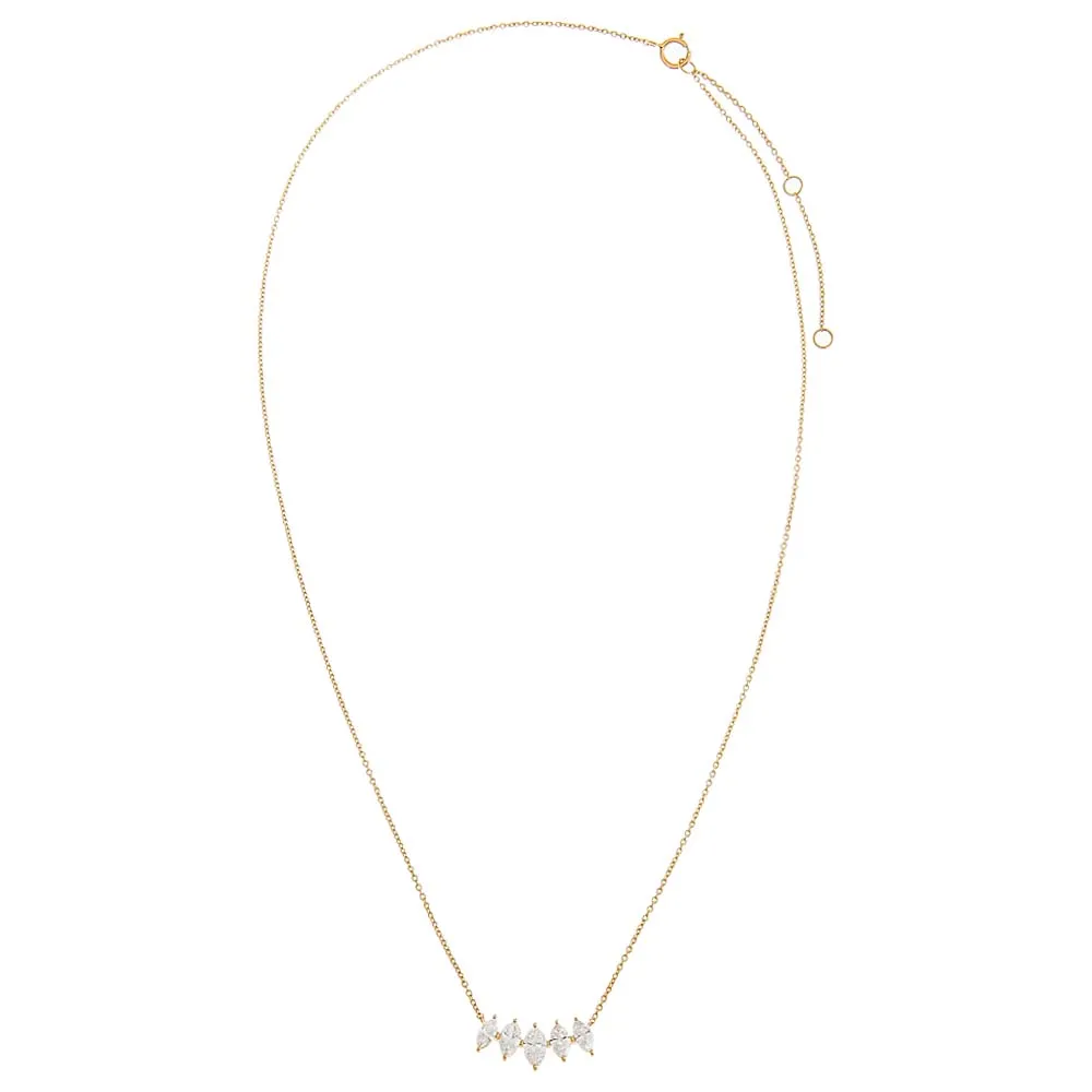 Lab Grown Diamond Marquise Cut Curved Bar Necklace 14K sold by Adina Eden's product image thumbnail 3