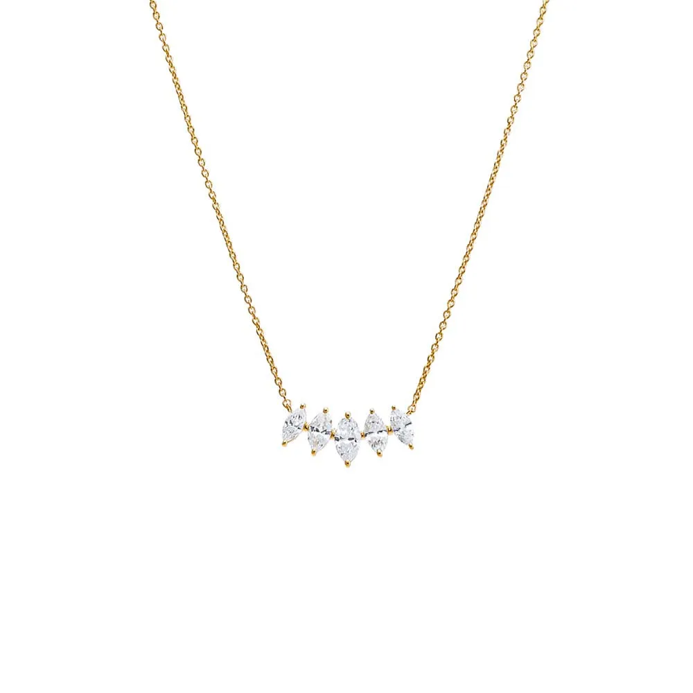 Lab Grown Diamond Marquise Cut Curved Bar Necklace 14K sold by Adina Eden's