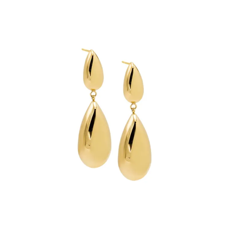 Solid Double Teardrop Stud Earring sold by Adina Eden's