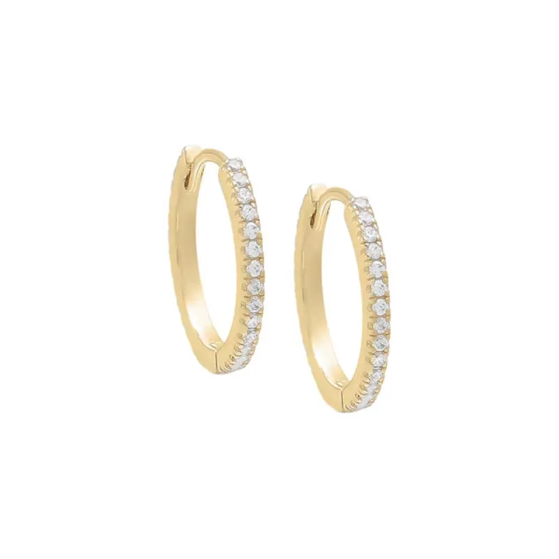 Thin Pave Hoop Earring 14K sold by Adina Eden's