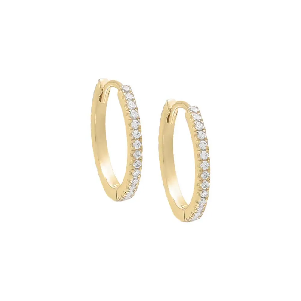 Thin Pave Hoop Earring 14K sold by Adina Eden's