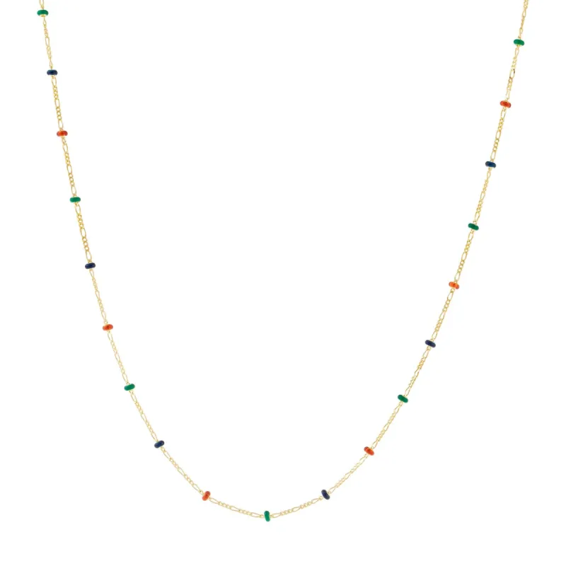 Multi Color Bead Figaro Necklace 14K sold by Adina Eden's