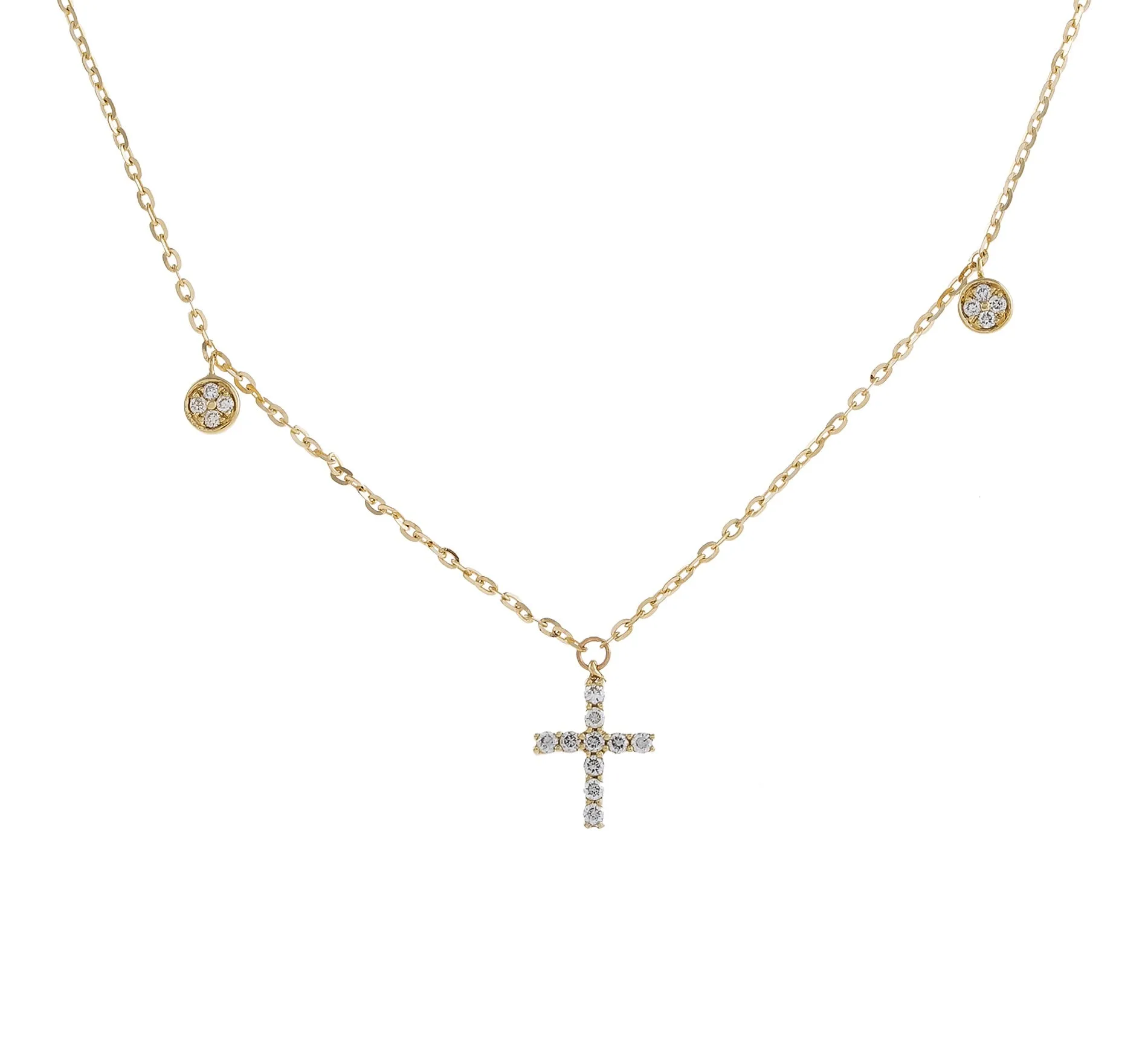 Diamond Dangling Cross Necklace 14K sold by Adina Eden's