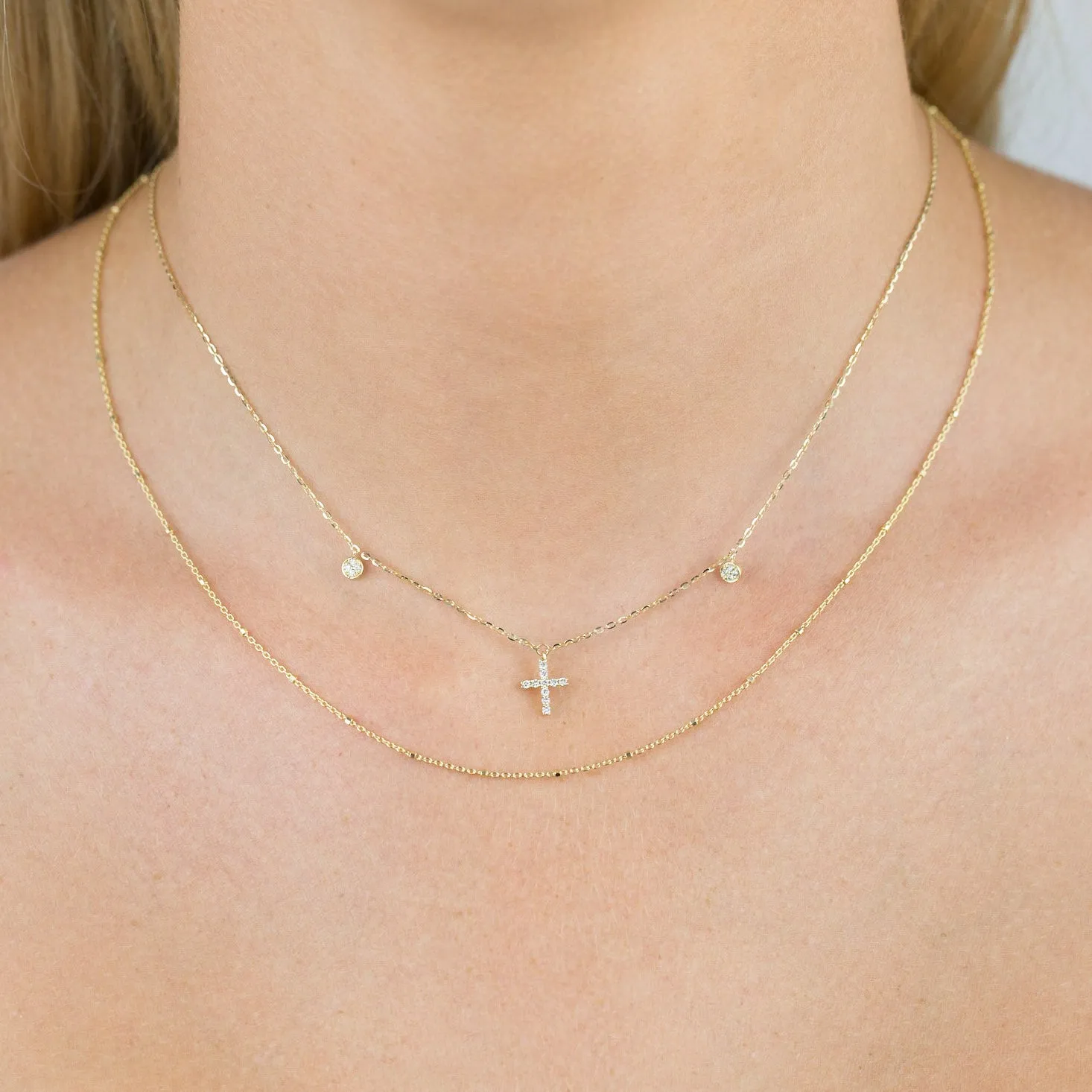 Diamond Dangling Cross Necklace 14K sold by Adina Eden's product image thumbnail 2