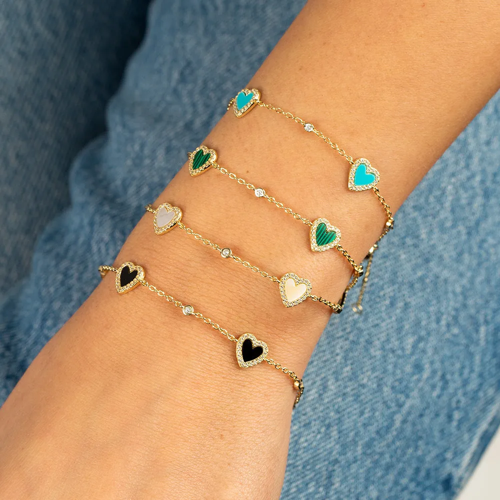 Pavé Multi Heart Stone Bracelet sold by Adina Eden's product image thumbnail 2