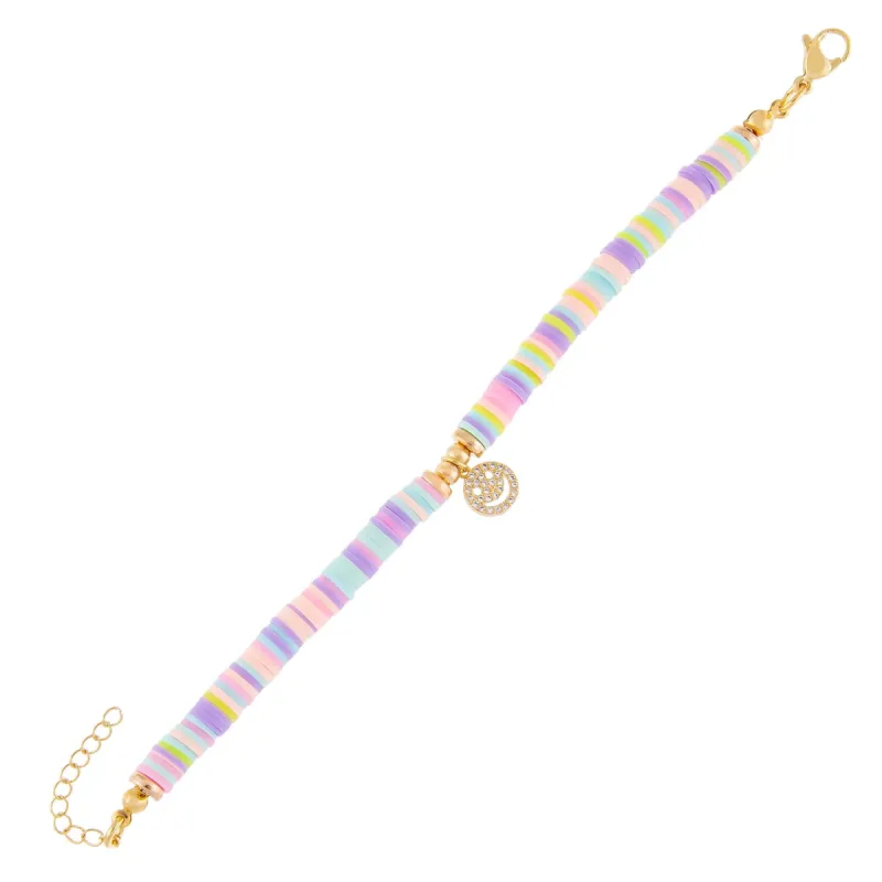 CZ Smiley Face Pastel Bead Bracelet sold by Adina Eden's
