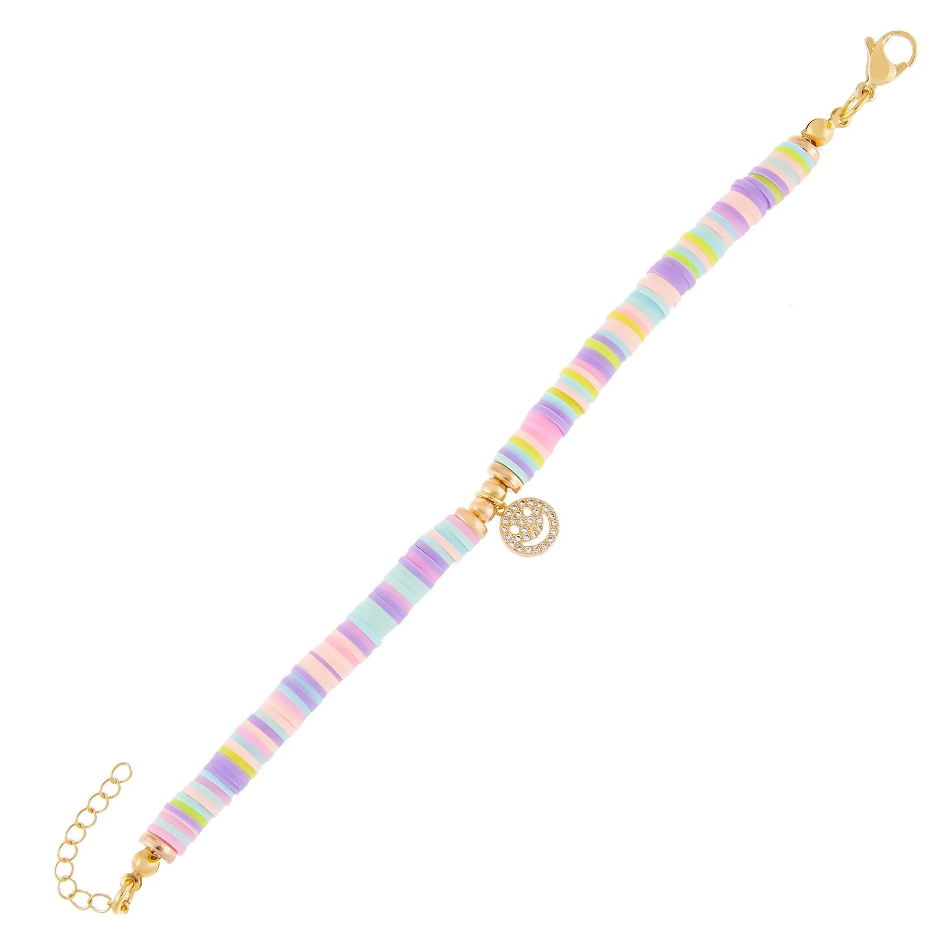 CZ Smiley Face Pastel Bead Bracelet sold by Adina Eden's