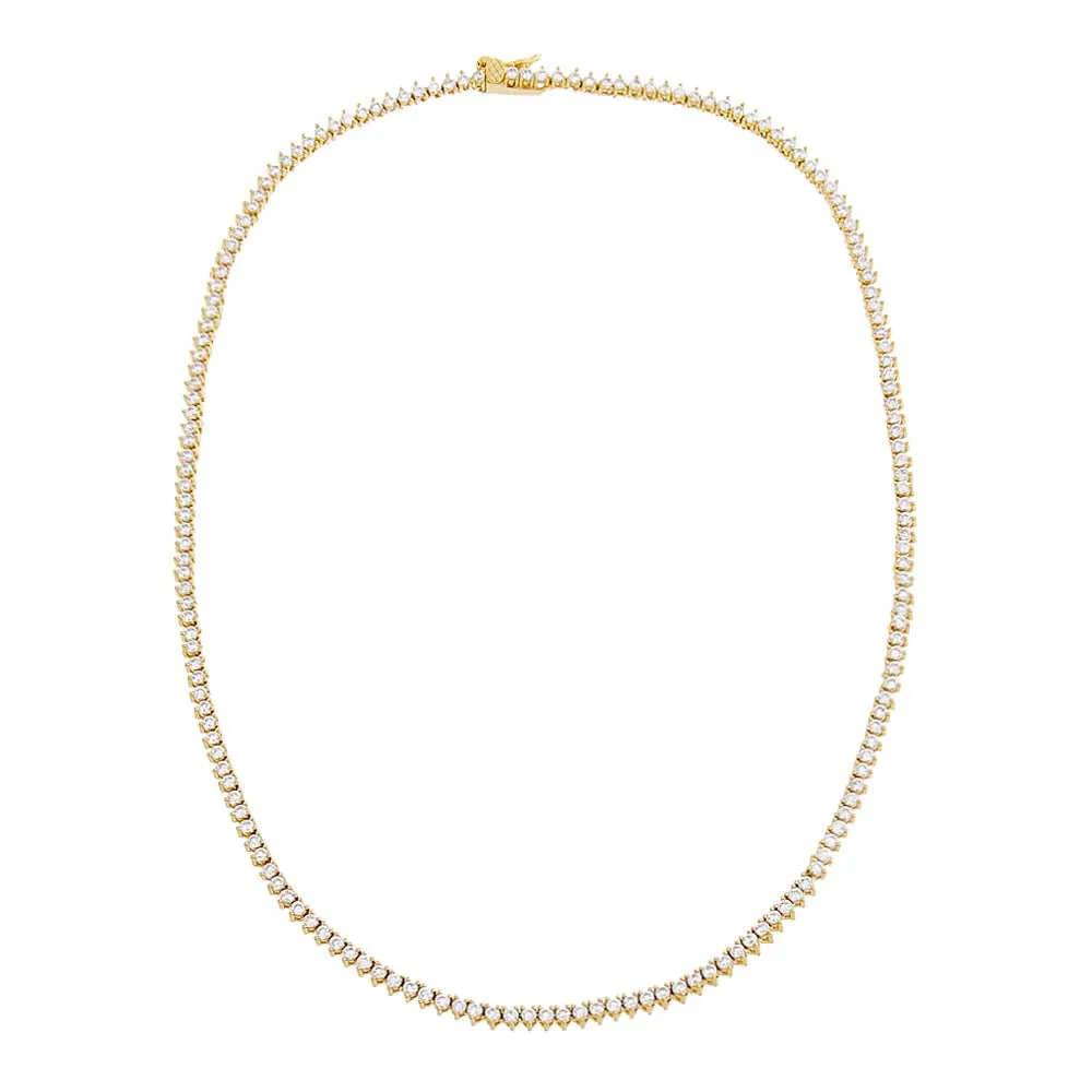 Thin Three Prong Tennis Necklace sold by Adina Eden's product image thumbnail 2