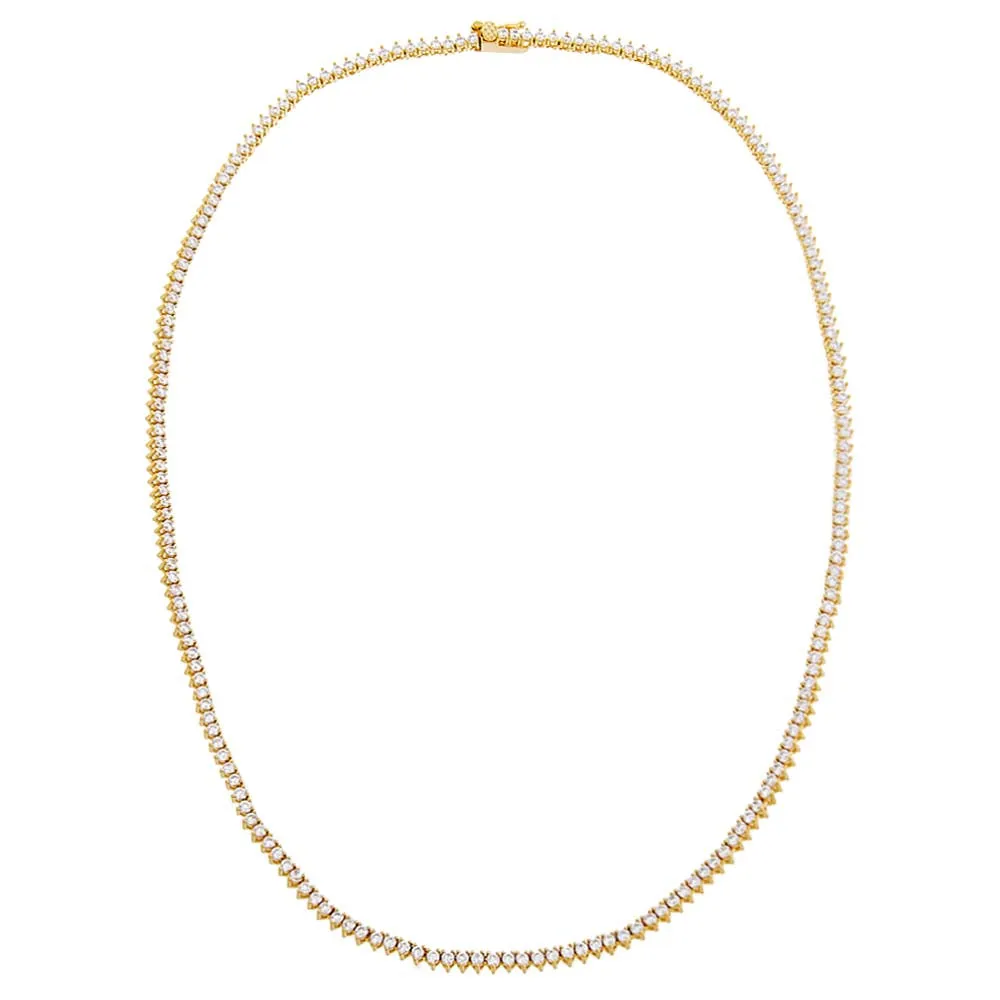 Thin Three Prong Tennis Necklace sold by Adina Eden's product image thumbnail 5