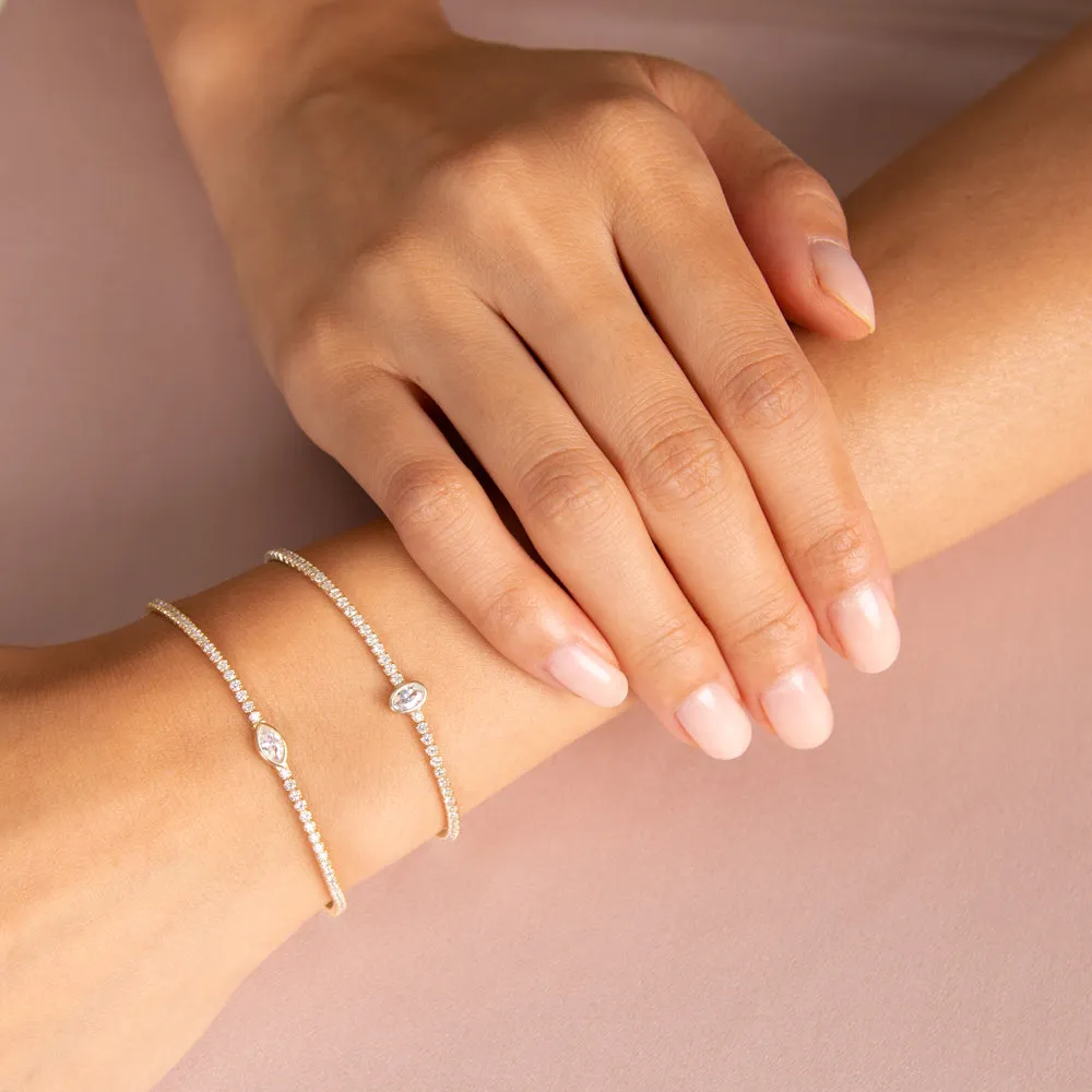 Oval Bezel Thin Tennis Bracelet sold by Adina Eden's product image thumbnail 2