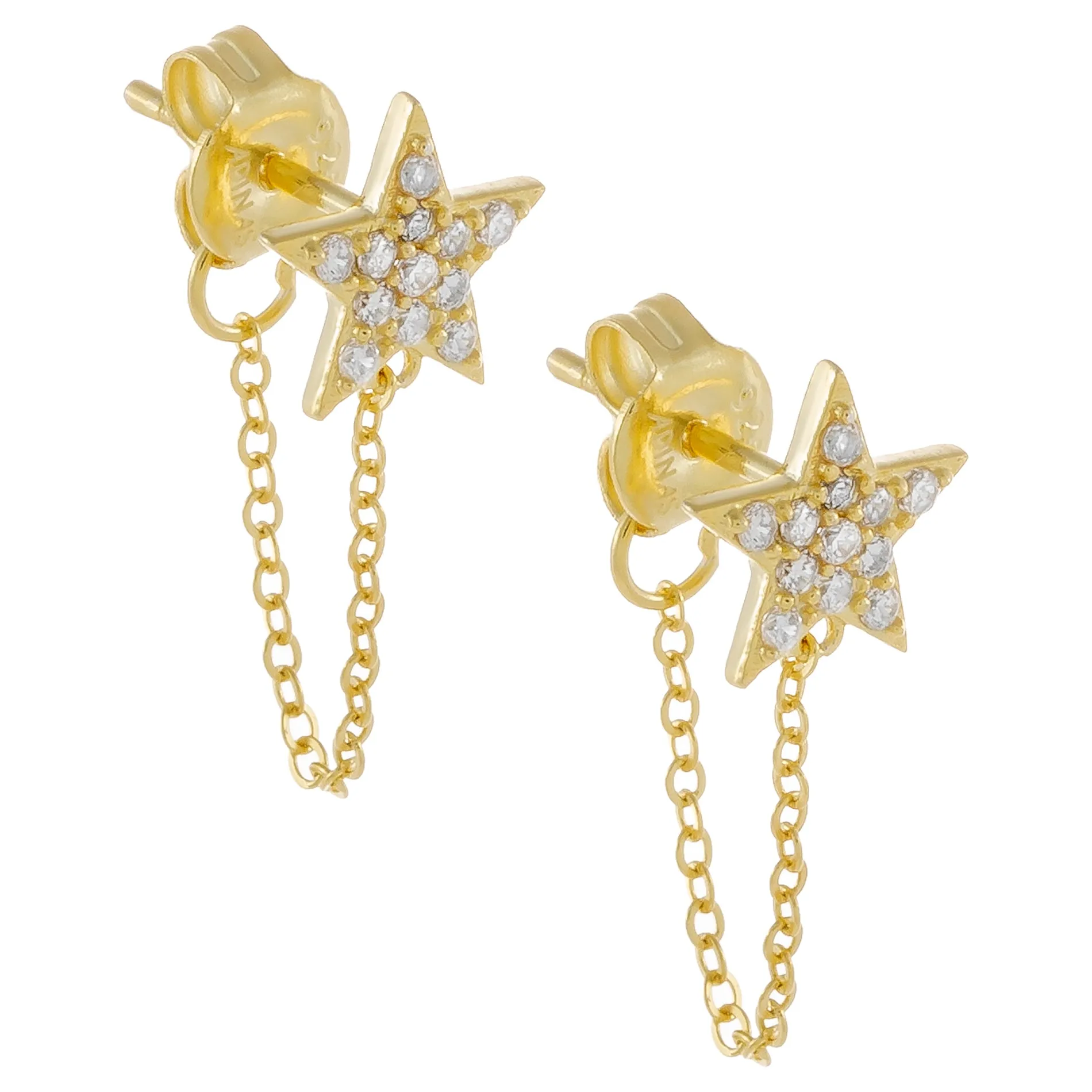 Pavé Star Chain Stud Earring sold by Adina Eden's