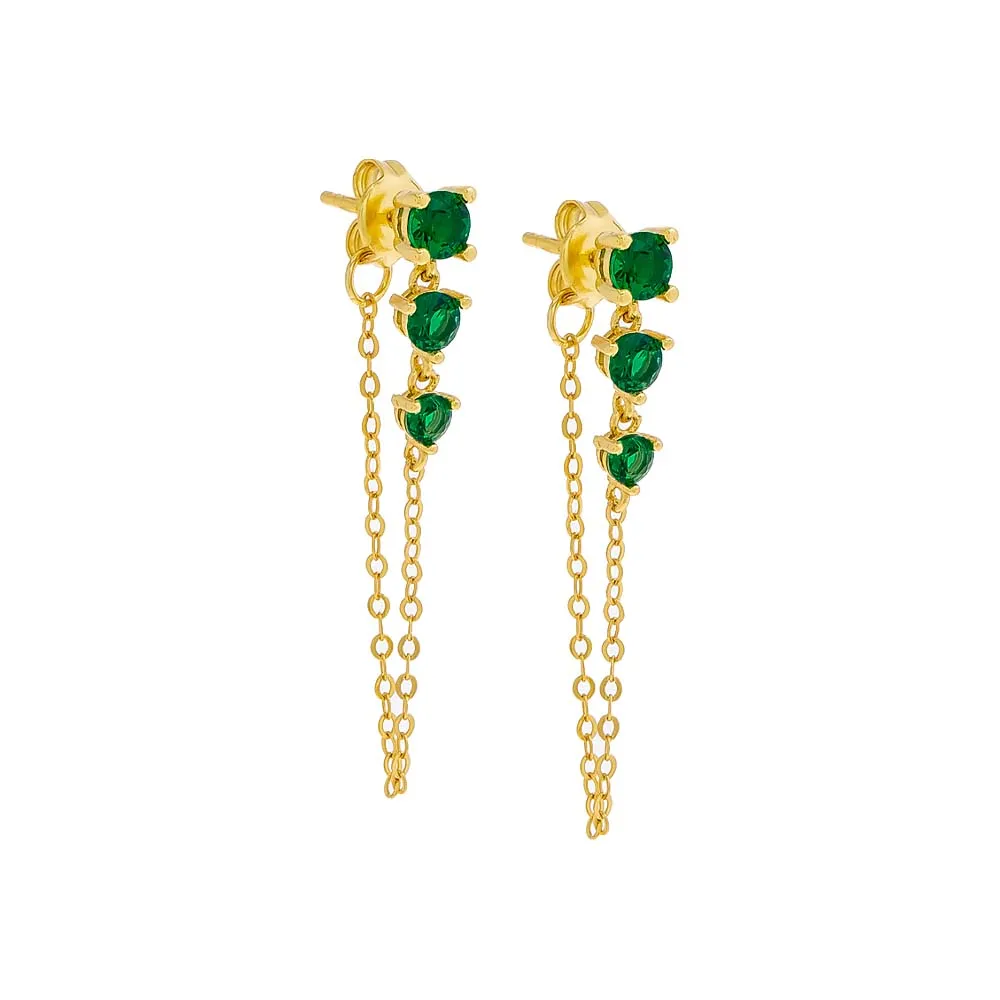 Colored Graduated CZ Chain Stud Earring sold by Adina Eden's product image thumbnail 3
