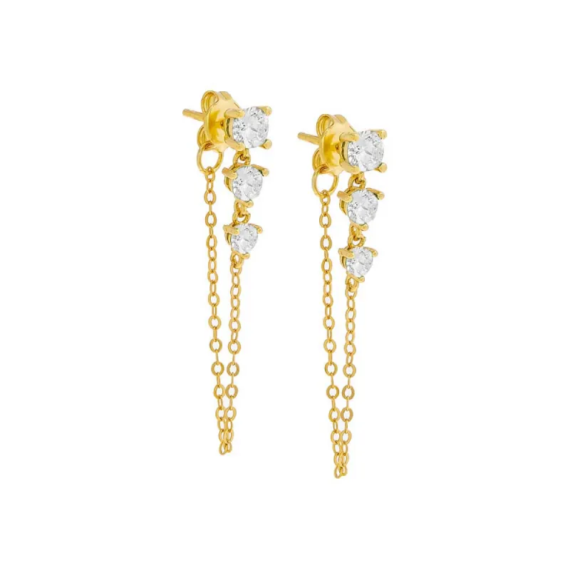Colored Graduated CZ Chain Stud Earring sold by Adina Eden's