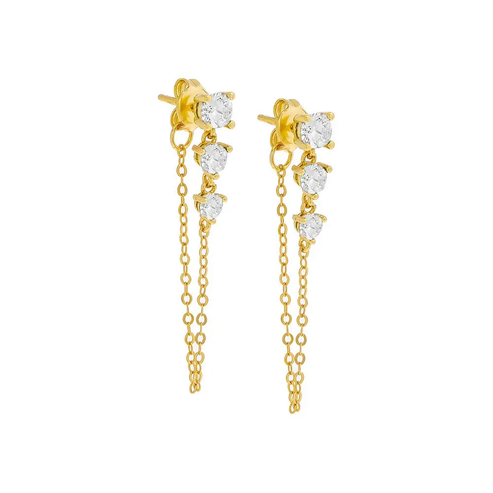 Colored Graduated CZ Chain Stud Earring sold by Adina Eden's