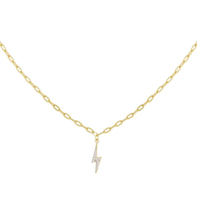 CZ Lightning Bolt Link Necklace sold by Adina Eden's