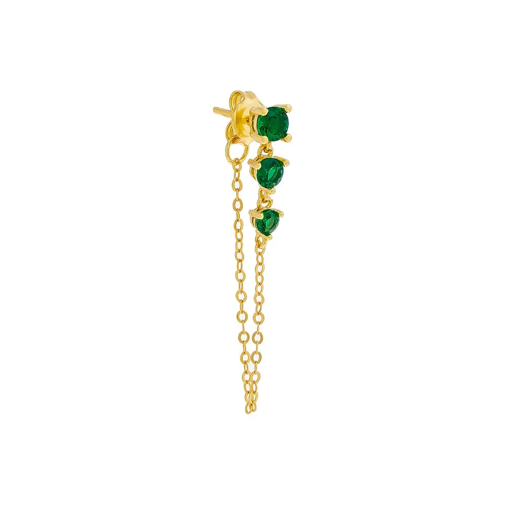 Colored Graduated CZ Chain Stud Earring sold by Adina Eden's product image thumbnail 5