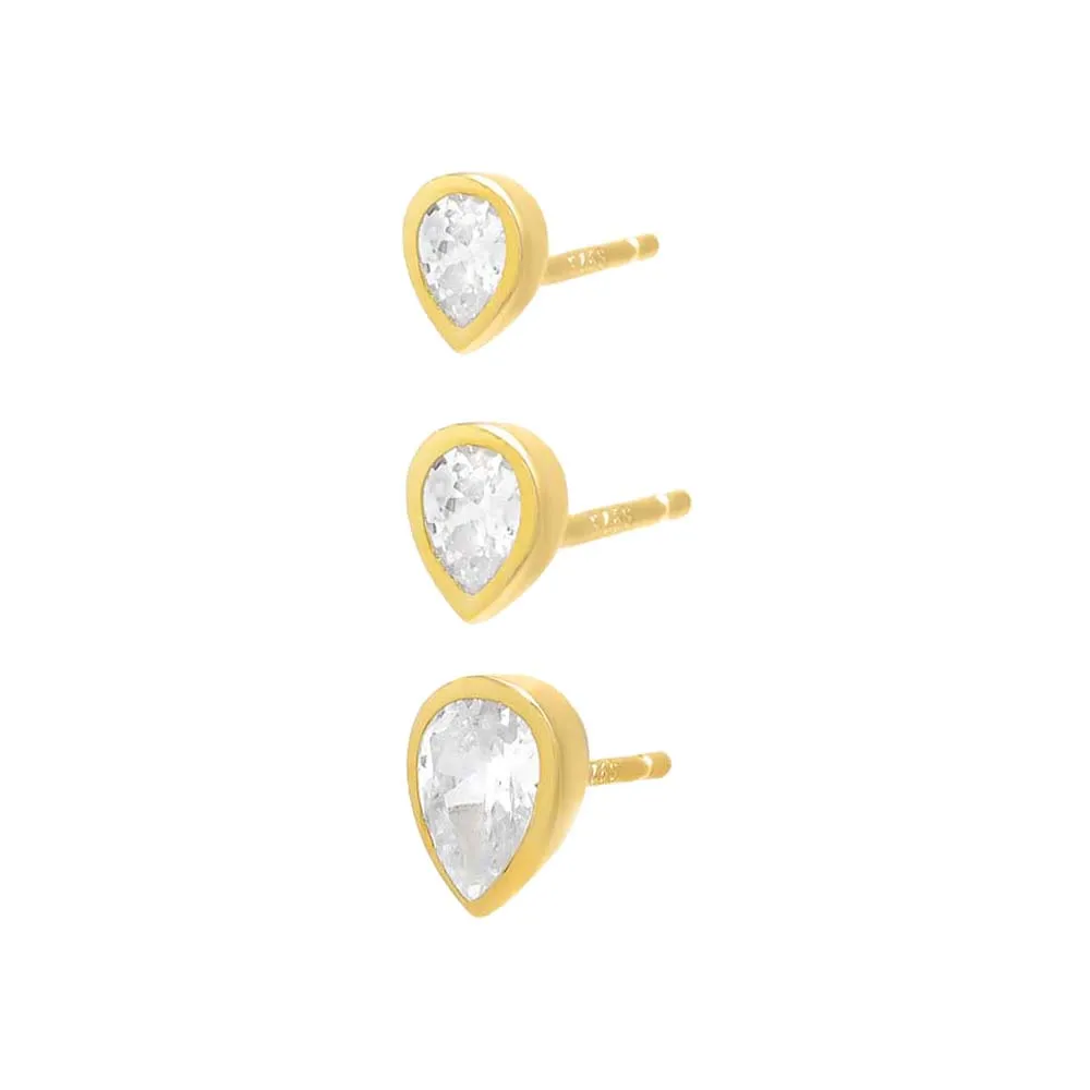 Teardrop Bezel Stud Earring Combo Set sold by Adina Eden's product image thumbnail 2
